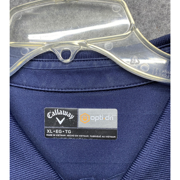 Callaway Polo Shirt Mens XL Navy Blue Opti-Dri Golf Tonal Stripe Short Sleeve - Picture 6 of 9
